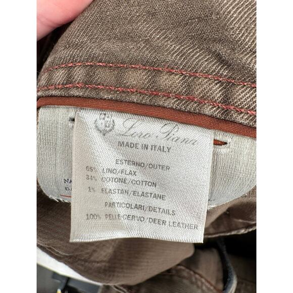 Loro Piana Linen Cotton Blend Straight Leg Jeans Mens 36 (33) Brown Made Italy - Picture 9 of 14